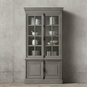 Vitrine de style français en bois massif de chêne blanc avec <span class=keywords><strong>portes</strong></span> <span class=keywords><strong>vitrées</strong></span>, <span class=keywords><strong>bibliothèque</strong></span> blanche de haute qualité - Product Image 5