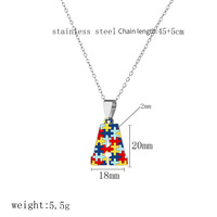 Collier unisexe en acier inoxydable avec pendentif puzzle 26 lettres imprimées en couleur, thème autisme, bijou fantaisie