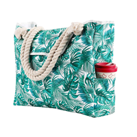 Sac fourre-tout en toile à imprimé tropical personnalisé, grand sac de plage avec poignées en corde, sac de voyage