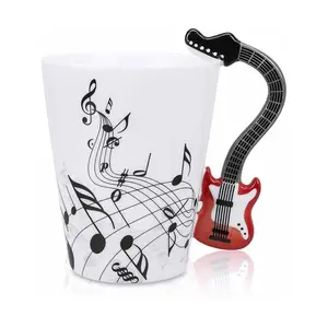 13.5 oz Musical Notes Design Ceramic 3D Coffee Mug Music Guitar Cup Drink Tea Milk Coffee Mugs Gift for Friend