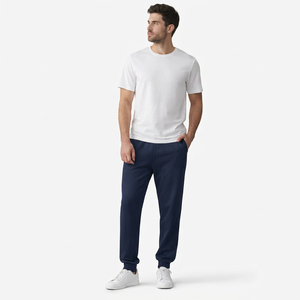 Pantalon de jogging sportif en toile brodée pour homme, coupe ajustée, noir, pour le fitness et la gym - Product Image 5