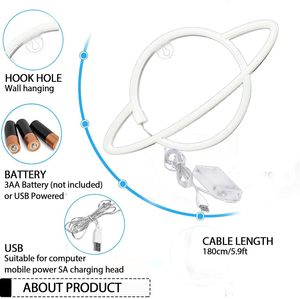 Insegne al <span class=keywords><strong>Neon</strong></span> LED in Acrilico Goldmore Planet per Decorazione Murale, Alimentate USB/Batteria con Alto CRI 95 - Product Image 4