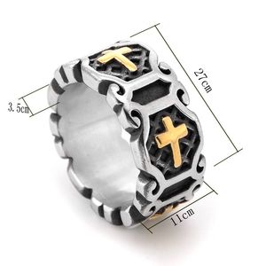 Chevalière croisée à la mode bague religieuse en acier inoxydable pour hommes bagues de fiançailles vintage avec corss - Product Image 2