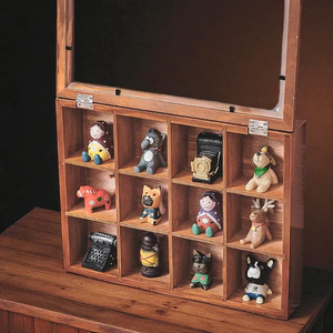 <span class=keywords><strong>Boîte</strong></span> de présentation en acrylique et bois avec couvercle anti-poussière-12 compartiments pour organisateurs de bureau Poupées et bijoux de collection - Product Image 2