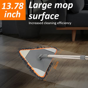 Serpillère triangulaire plate en acier 2025 avec essoreuse intégrée, manche extensible et 6 tampons pour le nettoyage des murs et plafonds - Product Image 2