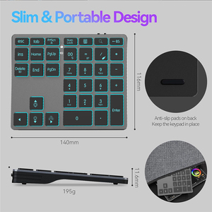 Aluminum+ABS 35-<b>Key</b> RGB Wired Wireless Three-Mode Mini Numeric Keypad <b>USB</b> Type-C Portable Backlighting keyboard for Laptop - Product Image 3