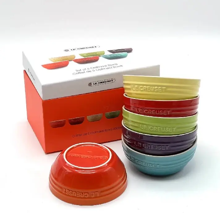 Hot Sale gift set colorful printed under glazed household kitchen 6 pcs rice soup serving ceramic bowls set