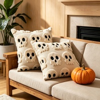 Bantal Boneka Poliester Seri Tengkorak Hantu Halloween Lintas Batas, Bordir 3D, Isi Kapas PP, 31cm-50cm, Dekorasi Liburan