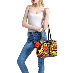 Nuevo Bolso de Mano de Moda para Mujer, Diseño Polinesio de Hibisco Rojo, Tatuaje Tongano, Bolso de Hombro de Cuero de Gran Capacidad, Bolso Tote - Product Image 3