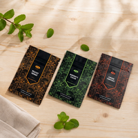 Sachet plat mini imprimé sur mesure, laminé, vert, pour emballage de thé noir, résistant à l'humidité, scellé sur 3 côtés, pour tisanes