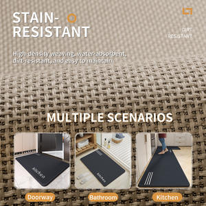 Tapis de sol de cuisine en fibre de polyester, antidérapant, absorbant l'eau, résistant à l'huile, aux taches, lavable, rectangulaire, couleur unie, paillasson - Product Image 3