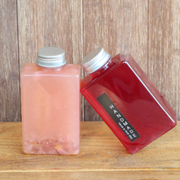 Bouteille carrée en PET transparent de 400 ml de qualité alimentaire pour boissons gazeuses avec couvercle, vente directe usine OEM