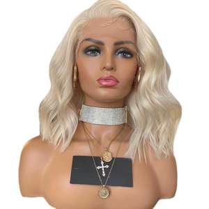 Perruques full lace wig cheveux humains, perruques cheveux vierges, ondulées, <span class=keywords><strong>film</strong></span> HD transparent, couleur glace blanc blond, perruques en soie personnalisée - Product Image 1