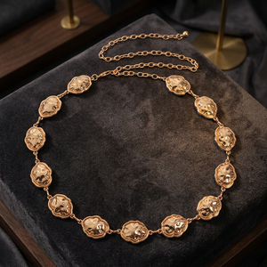High-end Women's Fashionable Retro Carved Cute Cloud Design Zinc Alloy <b>Waist</b> <b>Chain</b> 3CM Width 120CM Length - Product Image 3