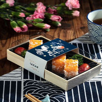 Boîte à sushi jetable à usage industriel, Zhejiang, épaisseur 0,5 mm, en pulpe de canne à sucre, PET, PP, plastique, compartiment double couche, boîte personnalisée