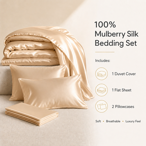 Housse de <span class=keywords><strong>couette</strong></span> et taie d'oreiller en soie de mûrier pure à 100 %, sur mesure, taille Queen, ensemble de literie de luxe - Product Image 6