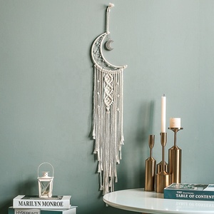 Moon Boho <span class=keywords><strong>Macrame</strong></span> tessuto nappa Dreamcatcher arazzo ornamento Decor Dream Catcher per camera da letto - Product Image 3