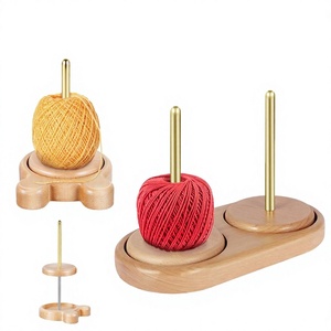 Eco-Friendly Wooden Yarn Holder Stand Double Spindle Round Shape for Sewing Convenient Use - Product Image 1