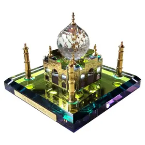 24K Banhado A Ouro de cristal Modelo de Taj Mahal Home Decorativa MH-G0450