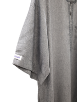 Thobe en coton pour homme, léger et respirant, décontracté, longueur cheville, manches courtes, couleur unie, broderie, tenue quotidienne du Moyen-Orient