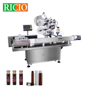 RICIO Tam Otomatik Elektrikli Dijital PLC Yatay Kendinden Yapışkanlı Yüksek Hızlı Cam Etiketleme Makinesi (Şişeler, Ampuller, Şişe Şeklinde Kaplar için) - Product Image 1