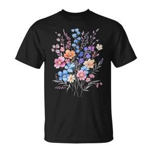 Camiseta con estampado floral de flores silvestres vintage para jardinería - Product Image 1