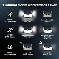 Lampe à détecteur de mouvement solaire à LED 3 modes Lampe murale solaire à capteur humain IP65 étanche Lampe de jardin extérieure