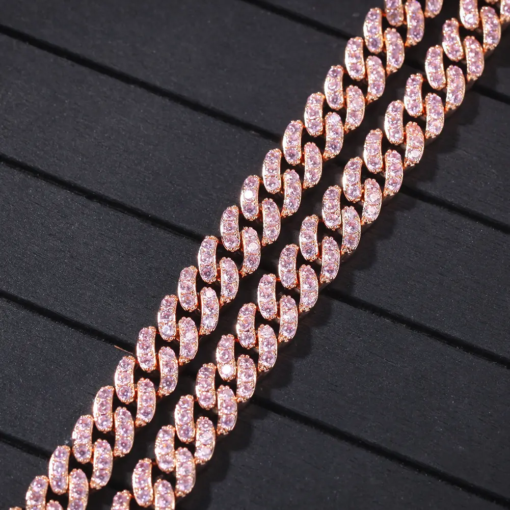 Drop shipping New Women Choker Necklace Hot Sale Real Platinum Gold Plated Charm Cute Pink Women Cuban Link Chain