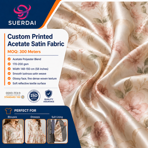 Tissu tissé en polyester acétate soyeux, imprimé sur mesure, doublure satinée brillante de qualité supérieure pour <span class=keywords><strong>costume</strong></span> en soie - Product Image 1
