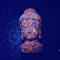 Vente en gros de sculptures de tête de Bouddha en Yooperlite naturelle, artisanat en cristal, figurines sous lumière UV pour collectionneurs
