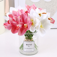 Bunga Cymbidium 3D Buatan, Bunga Kecil 6 Cabang, Dekorasi Rumah & Meja Makan
