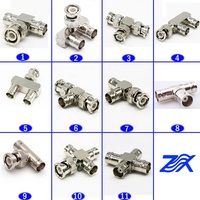 Adaptateur ZKT ZKT-C-001 3 voies BNC mâle vers double BNC femelle, type en T, connecteur coaxial RF avec double sortie, séparateur coaxial 50/75 ohms
