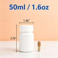 Flacon à pilules en plastique HDPE blanc, vide, pour capsules de vitamines, comprimés, avec bouchon à vis, autocollants colorés vierges, emballage personnalisé