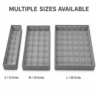 Organisateur de tiroir en tissu à 24 compartiments, boîte de rangement grise en non-tissé 80 g/m² à motif imprimé fourmi pour chaussettes, sous-vêtements et soutiens-gorge