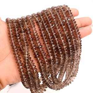 Cuentas de Cuarzo Ahumado con Corte Alemán en Forma de Rondelle de 8mm y 9mm, Cuentas de Cuarzo Natural en Hilo, Venta al por Mayor, 16 Pulgadas, Cuentas para Fabricación de Joyería - Product Image 2