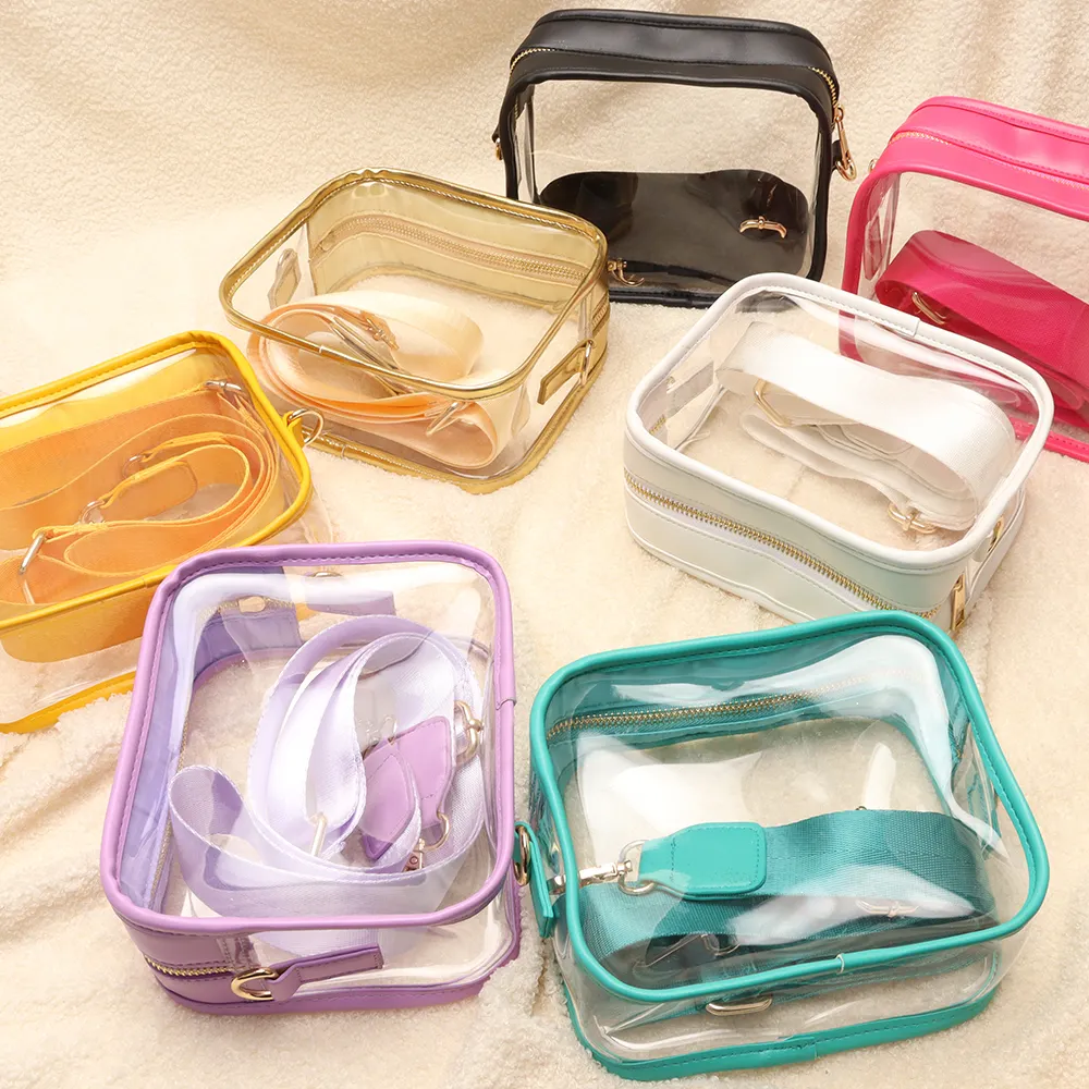 New Fashion Handbag Clear Bag Clear Purse Clear PVC Transparent Tote Transparent PVC Long Shoulder Crossbody Bag