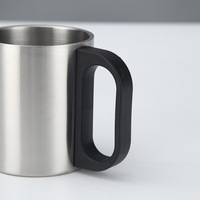 Mug de voyage en acier inoxydable 304 à double paroi avec poignée, personnalisable avec logo, 220/300/500 ml, pour le camping