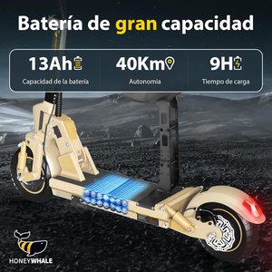 Trottinette électrique HONEYWHALE C1 pour adultes avec siège, moteur 980W, vitesse maximale 40 km/h, batterie 13Ah longue autonomie, trottinette écologique 980W - Product Image 3