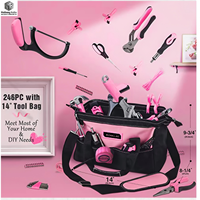 Ensemble d'outils électriques sans fil MB 20V, 236 pièces, trousse d'outils pour femmes, sac rose, kit de tournevis électrique DIY