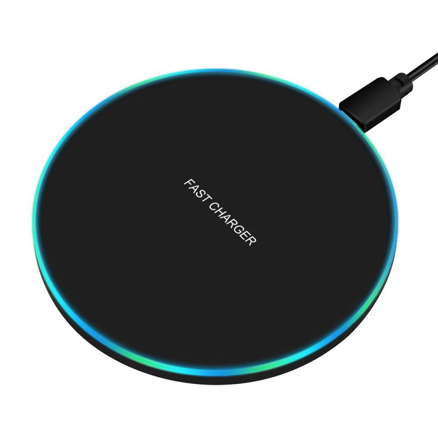 Custom Logo 15W Type-C Wireless Charger Pad with LED Light and Fast Charging for Mobile Phone