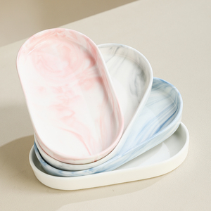 Keramische sieradenschotel met marmerdesign, decoratie voor thuis, badkamer, parfumringhouder, porseleinen mini-sieradenschotel - Product Image 4