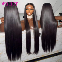 Perruques en cheveux humains vierges vietnamiens de 40 pouces, dentelle frontale en gros, 13x6, lisses, couleur naturelle, dentelle HD, perruque frontale pour femmes noires