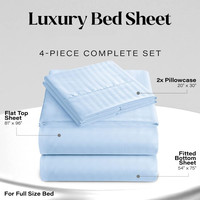 Draps De Lit En Gros Cheap Wrinkle Free Microfiber 4-Piece Striped Sheet Set Bed Sheet