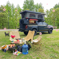 Camper léger en aluminium à toit relevable pour pick-up à benne courte, avec tente de couchage extensible et rangement