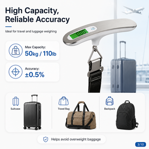 Báscula Digital Portátil de Alta Calidad con Pantalla LCD para Equipaje, 50 kg, para Viajes, Hoteles y Aeropuertos - Product Image 6