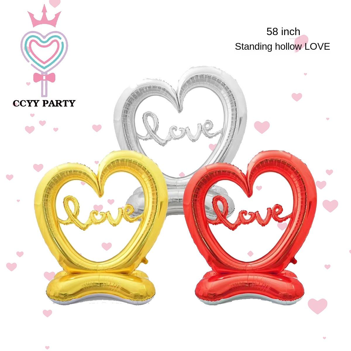 Valentine's Day Heart Shape 58 Inch Customized Aluminum Film Balloons Cross-border Wholesale Party Decoration Arrangement