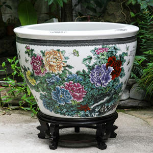 กระถางต้นไม้สี่ด้านลายมังกรปลาภาพวาดด้วยมือสีสันสดใส - Product Image 4