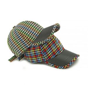 New Korean Fashion Houndstooth Hard Top Baseball Cap for Women Spring New <b>Sunscreen</b> Personalized Stitching PU Brim Baseball Cap - Product Image 3