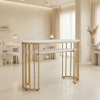 Table de manucure moderne en bois avec texture marbrée, équipement de beauté pour salon et spa à domicile, super durable