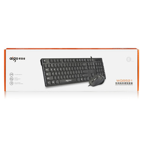 Aigo Wq9521 Wired Keyboard <b>Mouse</b> Combo <b>Usb</b> 104 Keys English Layout Multimedia Function Keys Office Business Use - Product Image 2
